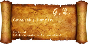 Gavansky Martin névjegykártya